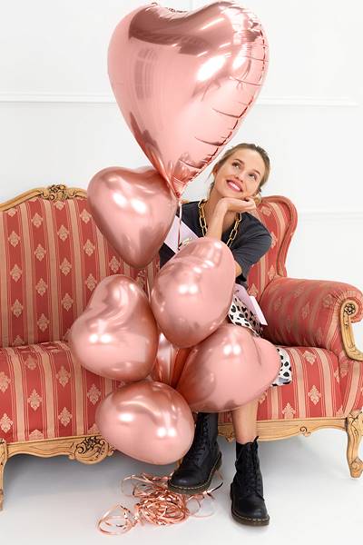 Balon foliowy Serce 61cm różowe złoto