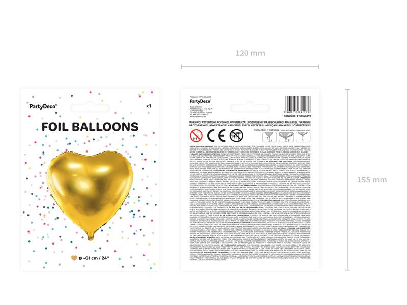 Balon foliowy Serce 61cm złoty