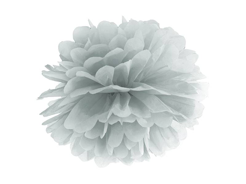 Pompon bibułowy srebrny 35cm PP35-018