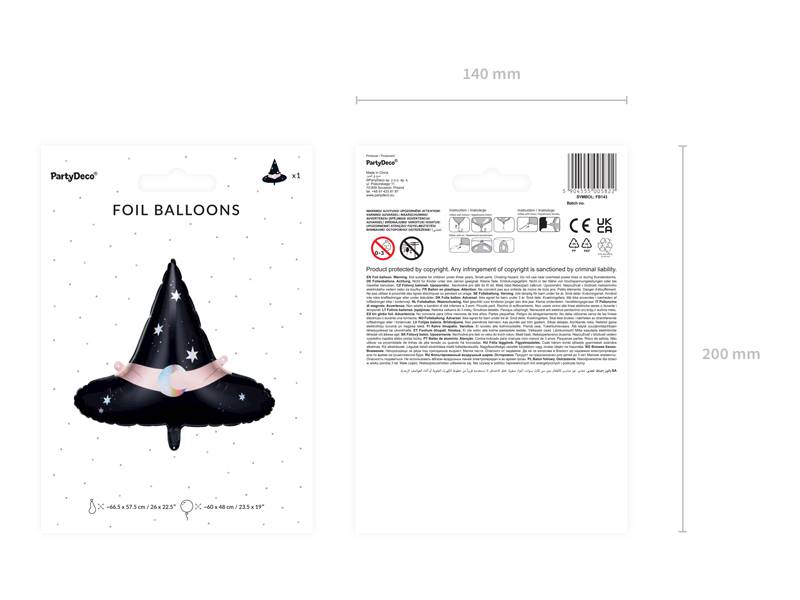 Balon foliowy Kapelusz czarownicy 66,5x57,5 cm FB143