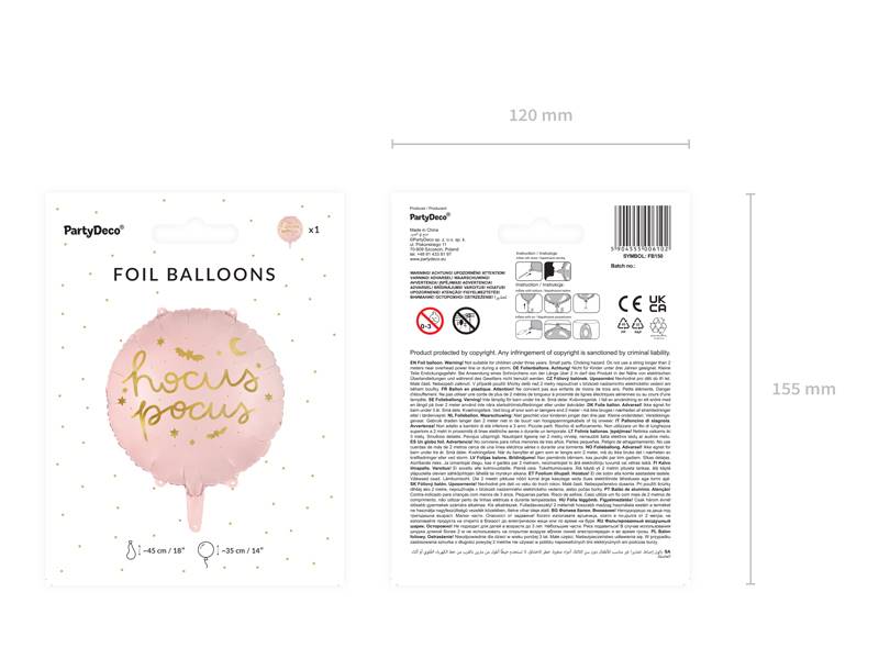 Balon foliowy Hocus Pocus 45 cm różowy FB150