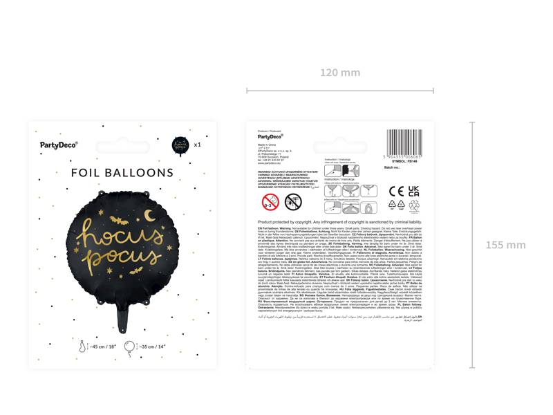Balon foliowy Hocus Pocus 45 cm czarny FB149