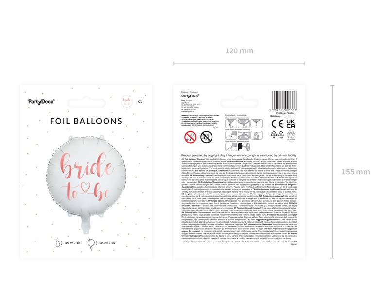 Balon foliowy Bride to be 45cm biały FB139