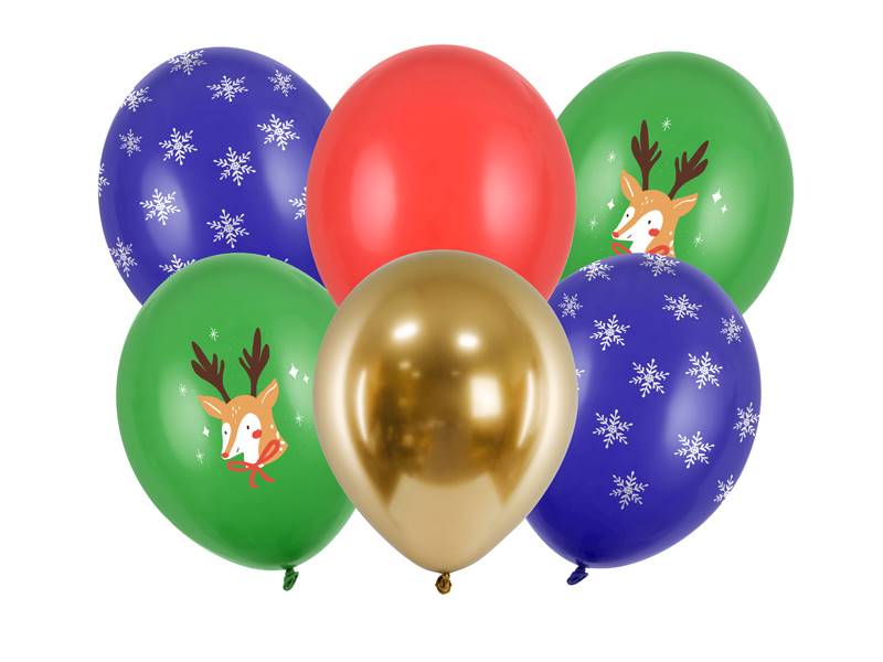 Balony 30 cm Merry Christmas Renifer 6 sztuk SB14P-329-000-6 