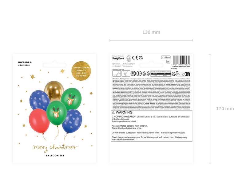 Balony 30 cm Merry Christmas Renifer 6 sztuk SB14P-329-000-6 