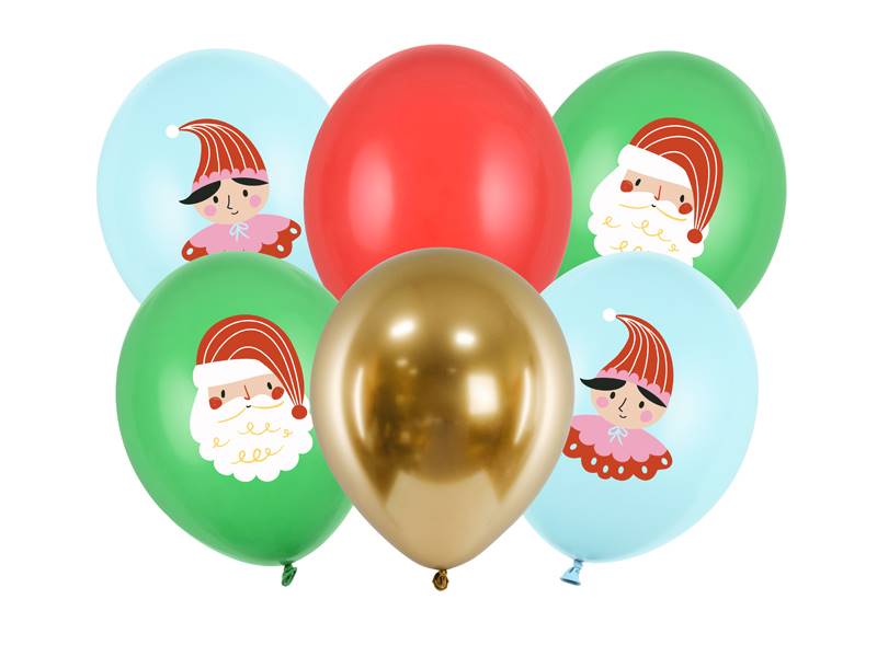 Balony 30 cm, Candy land Mikołaj Elf 6 sztuk SB14P-330-000-6 