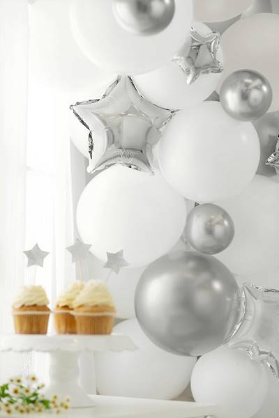 Balony Glossy 12 cm srebrne 50 sztuk CHB1-5-018-50