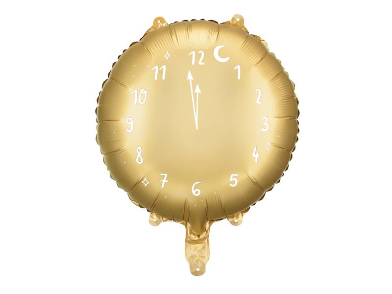 Balon foliowy okrągły Zegar 45 cm złoty FB159-019 