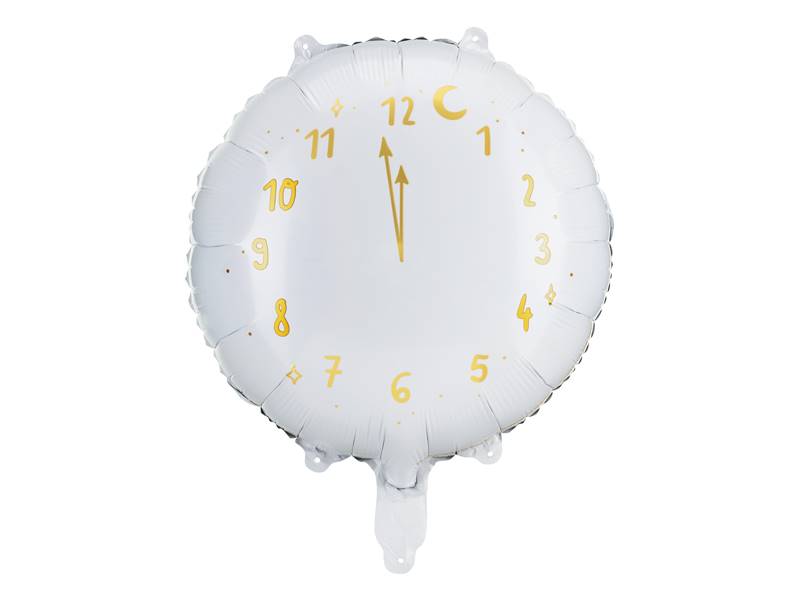 Balon foliowy okrągły Zegar 45 cm biały FB159-008 