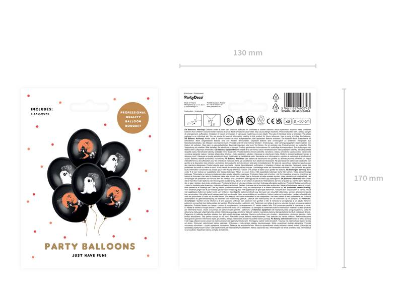 Balony 30cm Duszek Pastel Black 6 sztuk SB14P-122-010-6