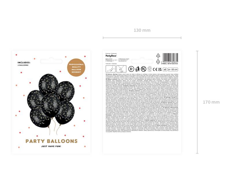 Balony 30 cm Nietoperze Pastel Black 6 sztuk SB14P-292-010-6 