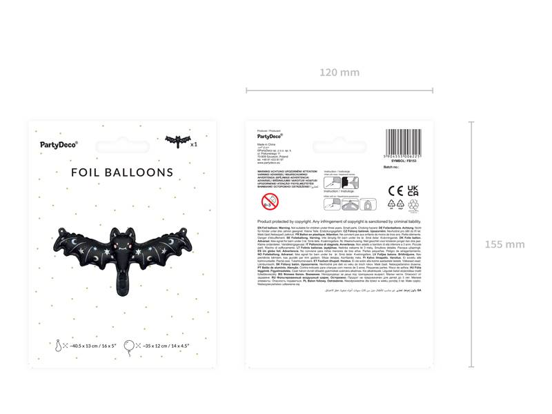 Balon foliowy Nietoperz 40,5x13 cm FB153
