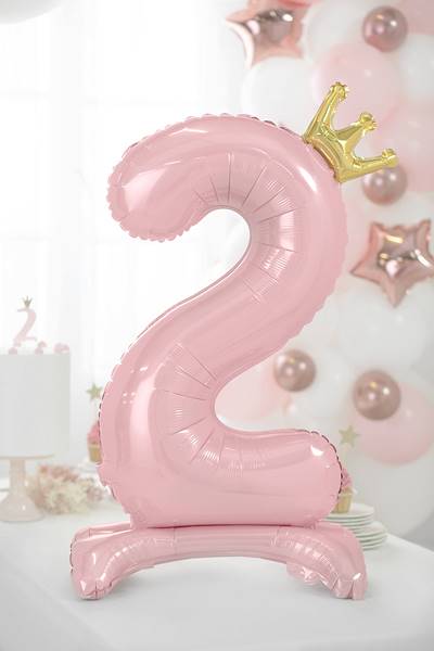 Stojący balon foliowy cyfra "2" 84 cm jasny różowy FB126M-2-081J 