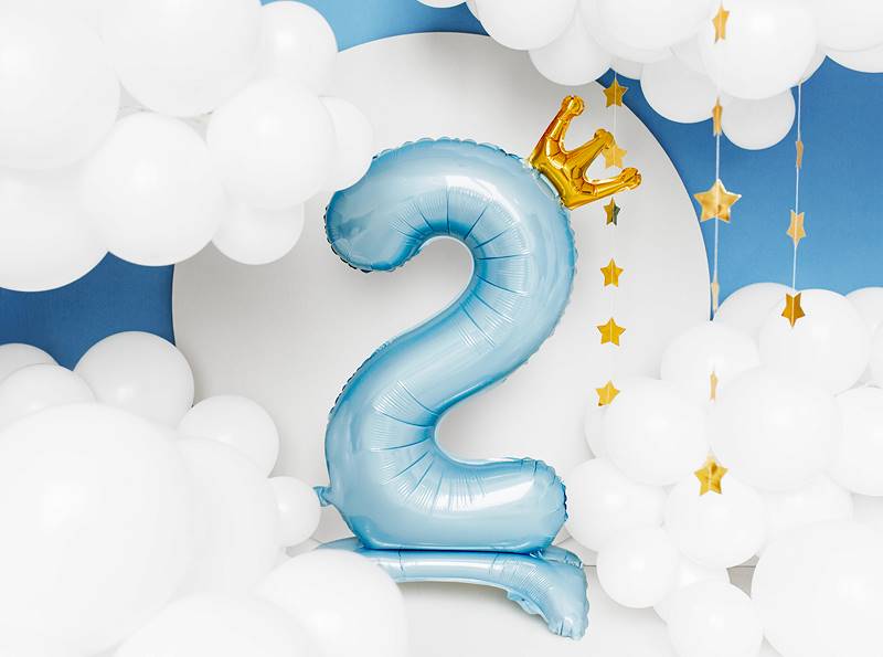 Stojący balon foliowy cyfra "2" 84 cm błękit FB126M-2-011 