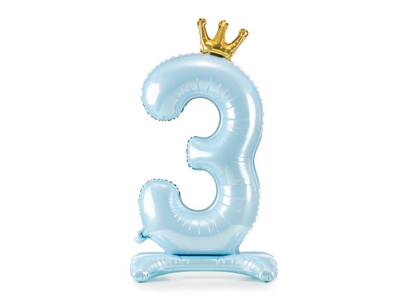 Stojący balon foliowy cyfra "3" 84 cm błękit FB126M-3-011 