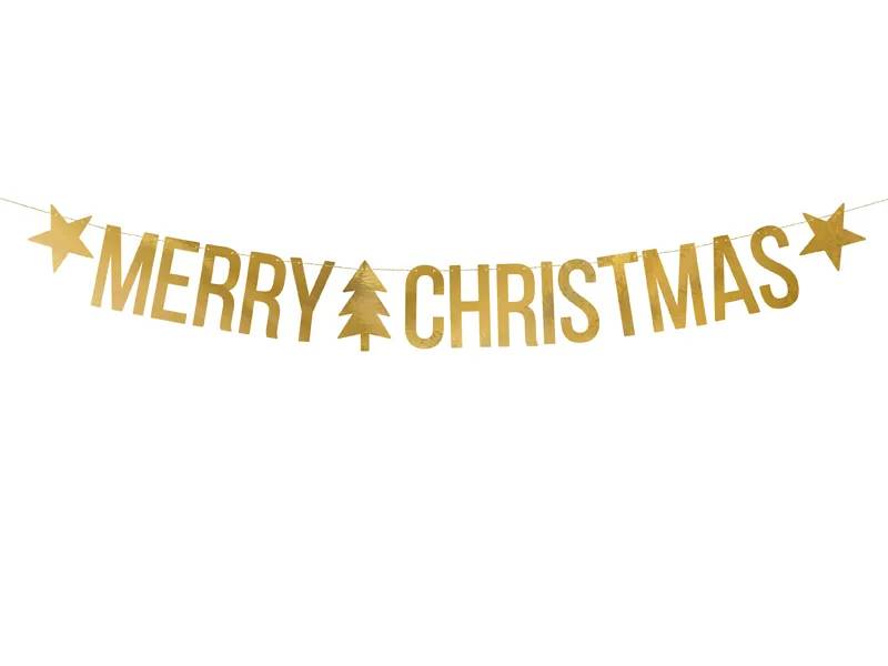 Baner Merry Christmas złoty 10,5x150cm GRL53-019M