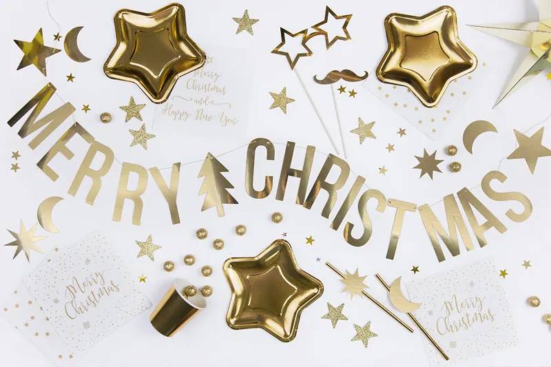 Baner Merry Christmas złoty 10,5x150cm GRL53-019M
