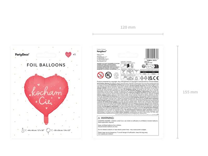 Balon foliowy Serce ''Kocham Cię'' 45 cm FB170