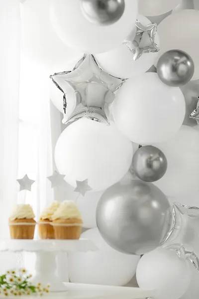 Balony foliowe Gwiazdka 25 cm srebrne 25 sztuk FB120M-018