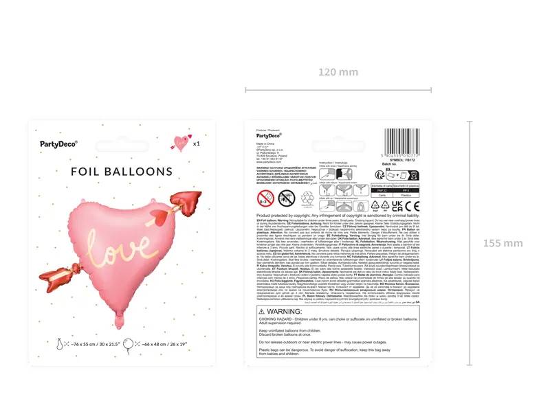 Balon foliowy Serce ze strzałą Love 76x55 cm FB172