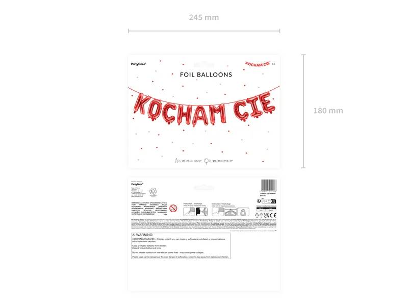 Balon foliowy Girlanda Kocham Cię 285x40 cm czerwony FB183M-007
