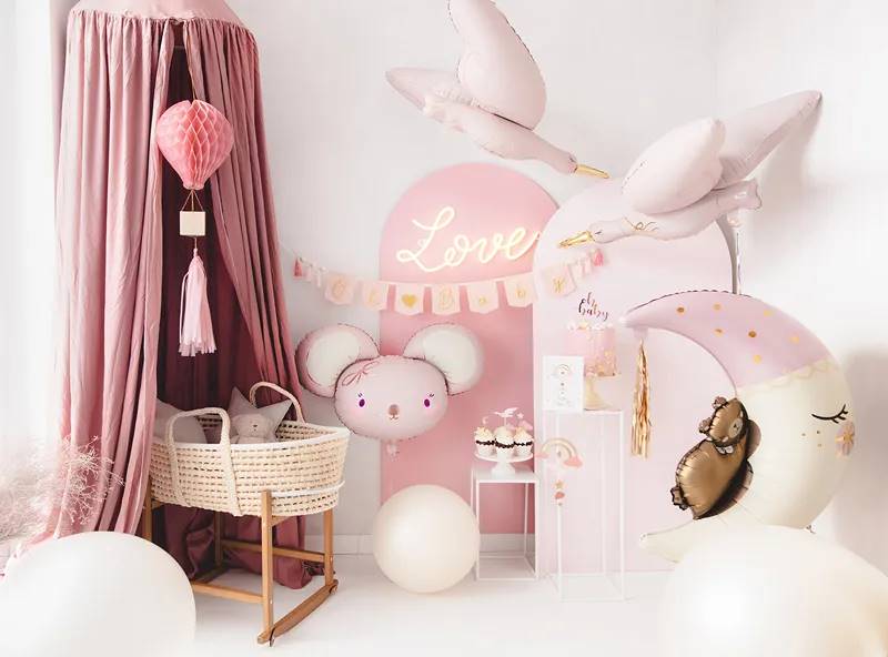 Balon foliowy Bocian 103x60 cm jasny różowy FB194