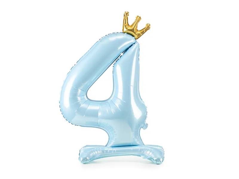 Stojący balon foliowy cyfra "4"  84 cm błękit FB126M-4-011