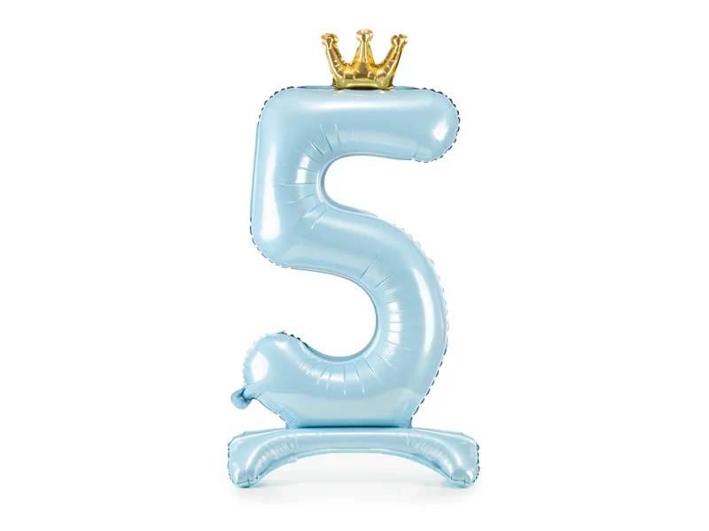 Stojący balon foliowy cyfra "5"  84 cm błękit FB126M-5-011