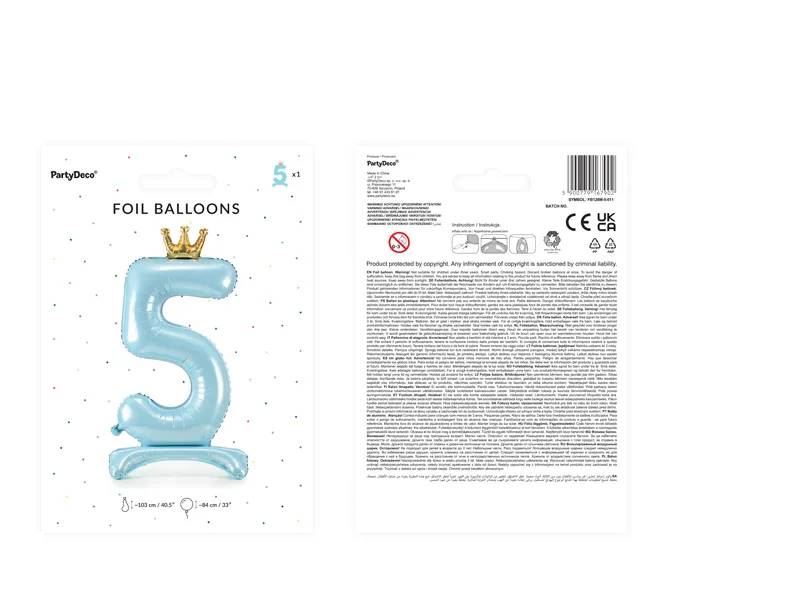 Stojący balon foliowy cyfra "5"  84 cm błękit FB126M-5-011