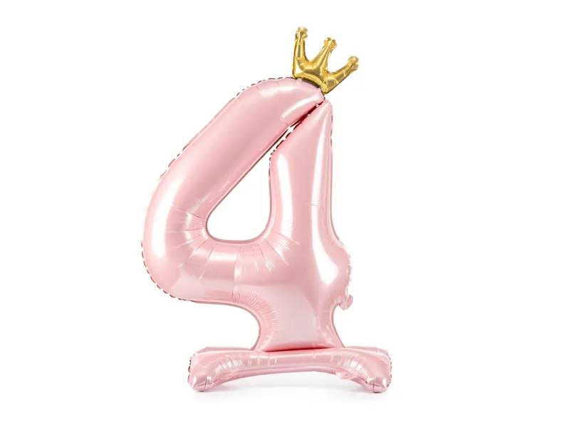 Stojący balon foliowy cyfra "4" 84 cm jasny różowy FB126M-4-081J