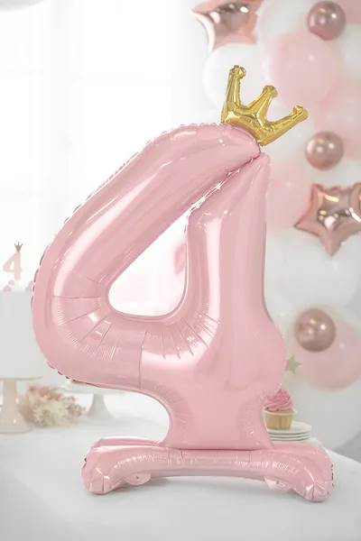 Stojący balon foliowy cyfra "4" 84 cm jasny różowy FB126M-4-081J