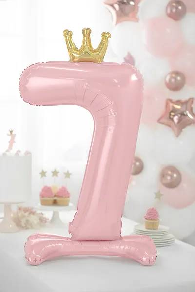 Stojący balon foliowy cyfra "7" 84 cm jasny różowy FB126M-7-081J