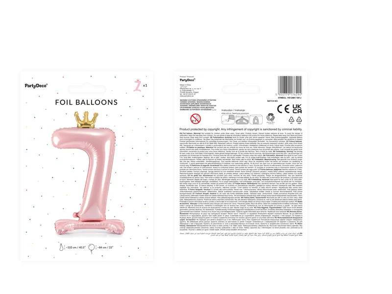 Stojący balon foliowy cyfra "7" 84 cm jasny różowy FB126M-7-081J