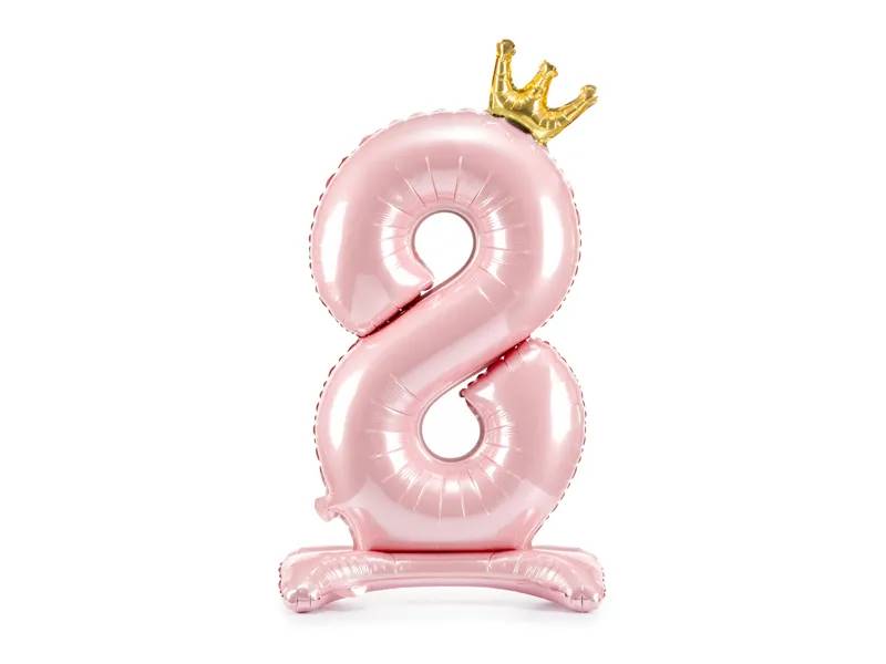 Stojący balon foliowy cyfra "8" 84 cm jasny różowy FB126M-8-081J