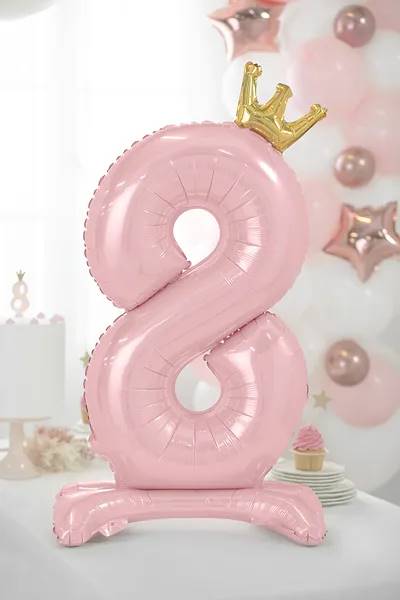 Stojący balon foliowy cyfra "8" 84 cm jasny różowy FB126M-8-081J