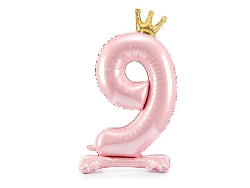 Stojący balon foliowy cyfra "9" 84 cm jasny różowy FB126M-9-081J