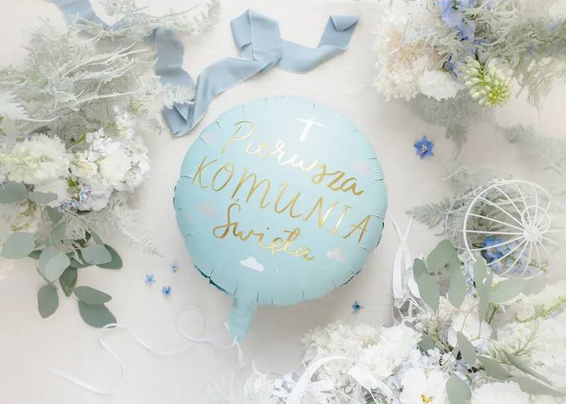 Balon foliowy Komunia Święta okrągły 45 cm FB174