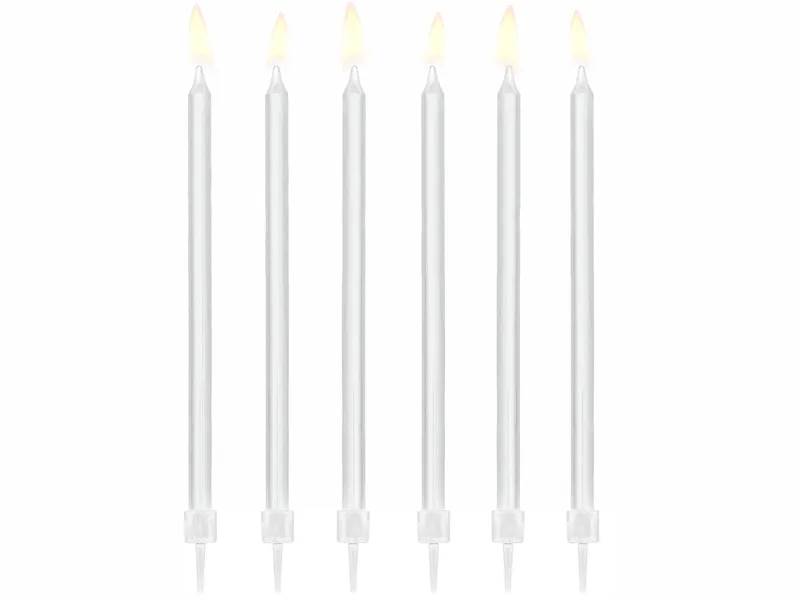 Świeczki urodzinowe gładkie biały 14cm 12 sztuk SCD-2-008
