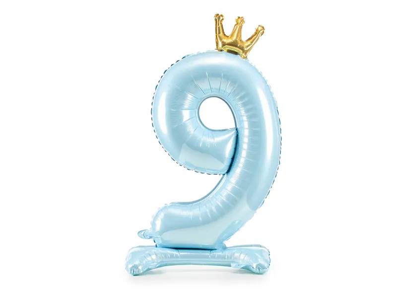 Stojący balon foliowy cyfra "9"  84 cm błękit  FB126M-9-011