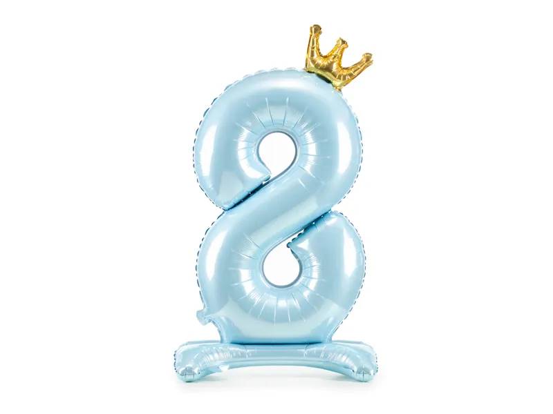 Stojący balon foliowy cyfra "8"  84 cm błękit FB126M-8-011