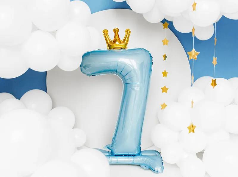 Stojący balon foliowy cyfra "7"  84 cm błękit FB126M-7-011