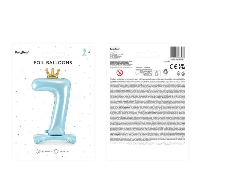 Stojący balon foliowy cyfra "7"  84 cm błękit FB126M-7-011