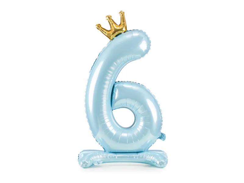 Stojący balon foliowy cyfra " 6 "  84 cm błękit FB126M-6-011
