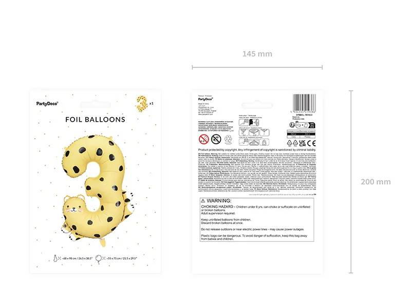 Balon foliowy Cyfra 3 Gepard 68x98 cm FB163-3