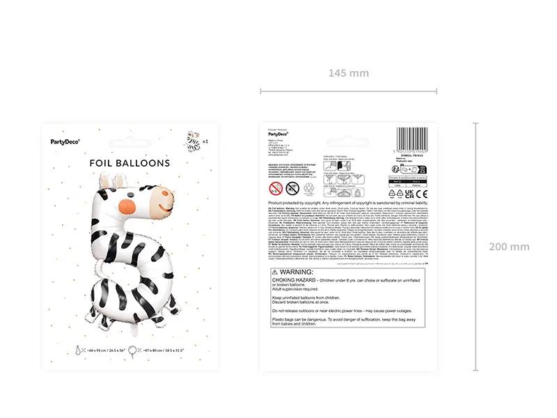 Balon foliowy Cyfra 5 Zebra 68x91 cm FB163-5