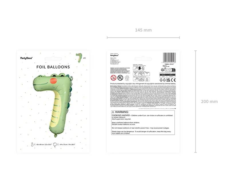 Balon foliowy Cyfra 7 Krokodyl 56x85 cm FB163-7