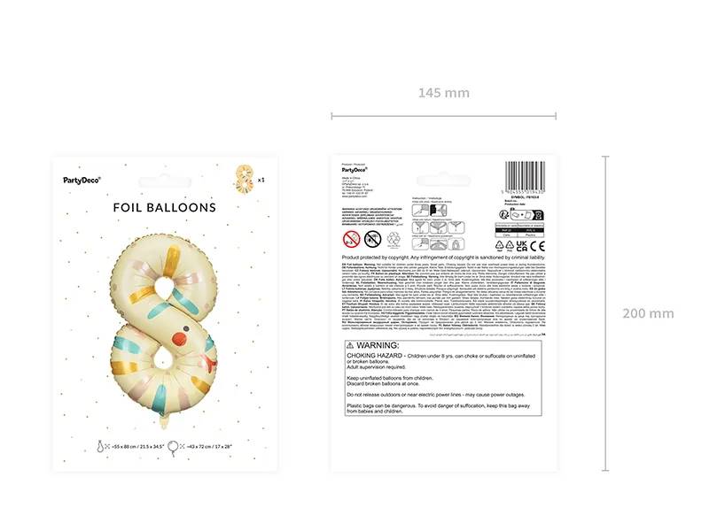 Balon foliowy Cyfra 8 Wąż 55x88 cm FB163-8