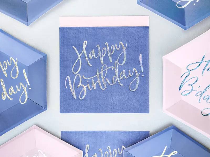 Serwetki Happy Birthday granatowy 33x33cm SP33-80-074