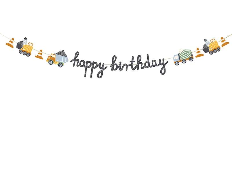 Baner Happy birthday Pojazdy budowlane 2 m GRL104