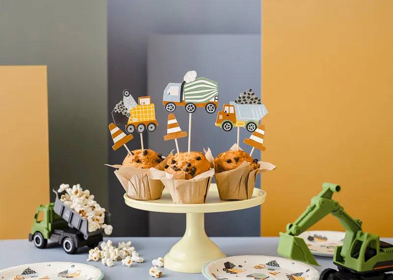 Dekoracje do muffinek toppery Pojazdy budowlane 4-7 cm KPM32
